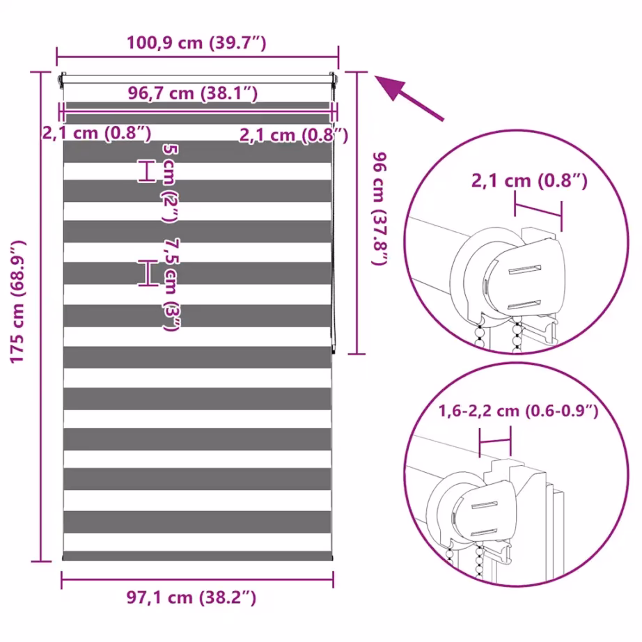 Must sebraruloo aknale, 100 x 175 cm, 100% polüester – 13