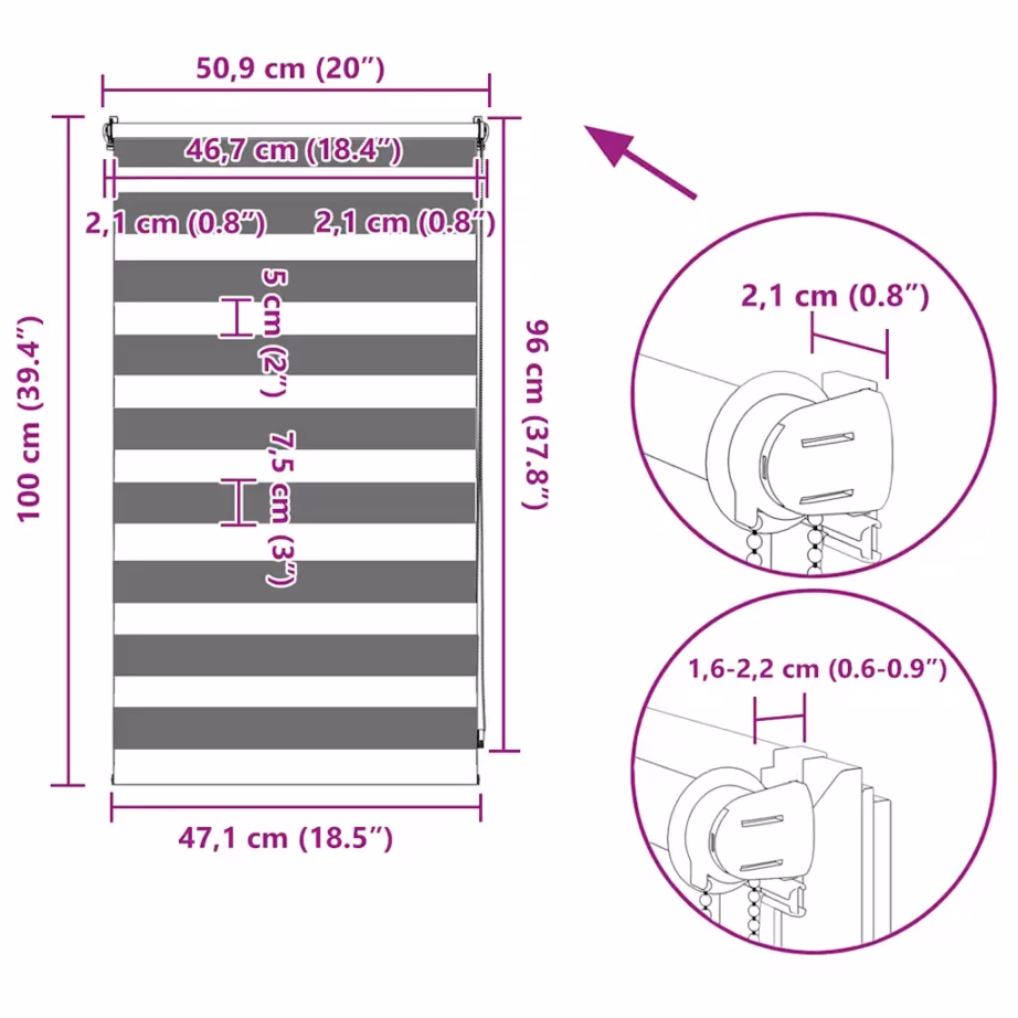 Must sebraruloo aknale, 50 x 100 cm, 100% polüester – 13