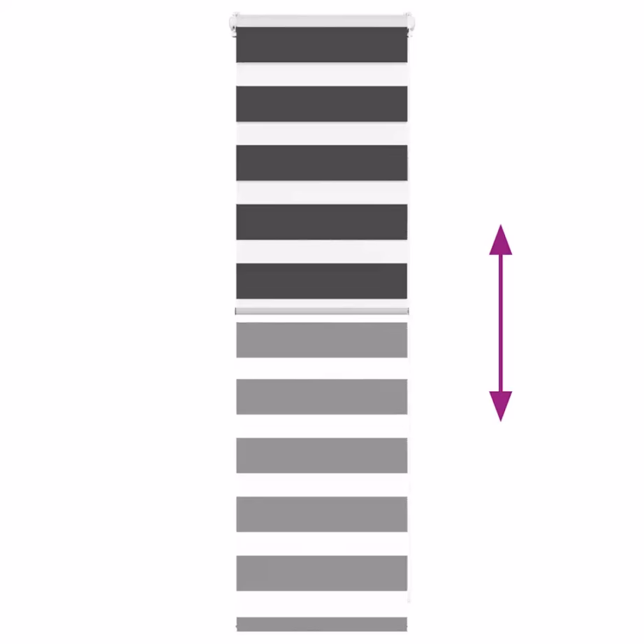Must sebraruloo triibulise kangaga, 50 x 100 cm, kanga laius 45,9 cm, polüester – 5