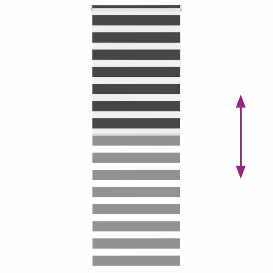 Must sebraruloo keti mehhanismiga, 75 x 230 cm, 100% polüester, kahe paigaldusviisiga – 5