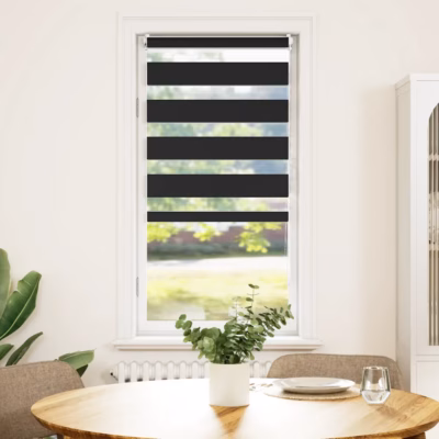 Must sebraruloo kahekihilise polüesterkangaga, 80 x 150 cm