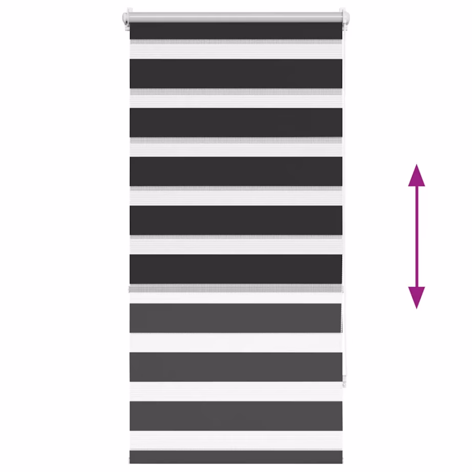 Must sebraruloo kahekihilise polüesterkangaga, 80 x 150 cm – 5