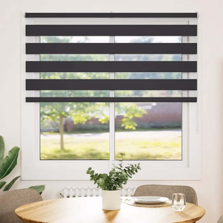 Triibuline päev-öö ruloo, must, 140 x 100 cm, kanga laius 135,9 cm, polüester – 2