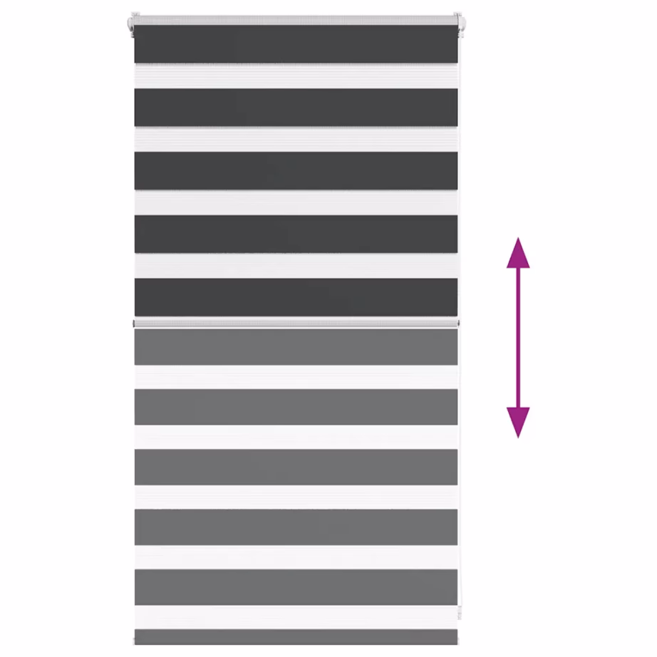 Triibuline päev-öö ruloo privaatsuse ja päikesekaitsega, must, 90 x 100 cm, 100% polüester – 5