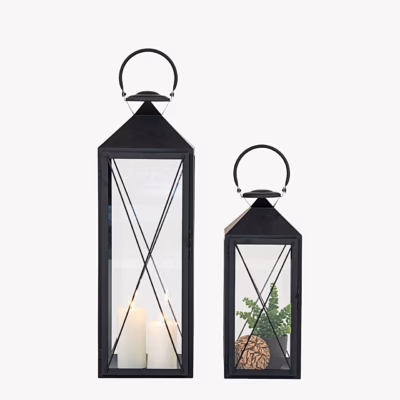 Mustad terasest ja klaasist aialaternad, komplekt 2 tk Casa