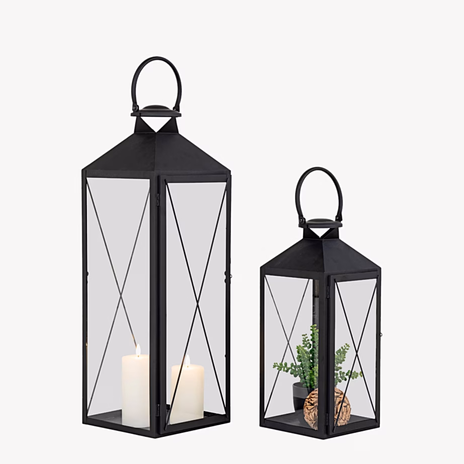 Mustad terasest ja klaasist aialaternad, komplekt 2 tk Casa – 3