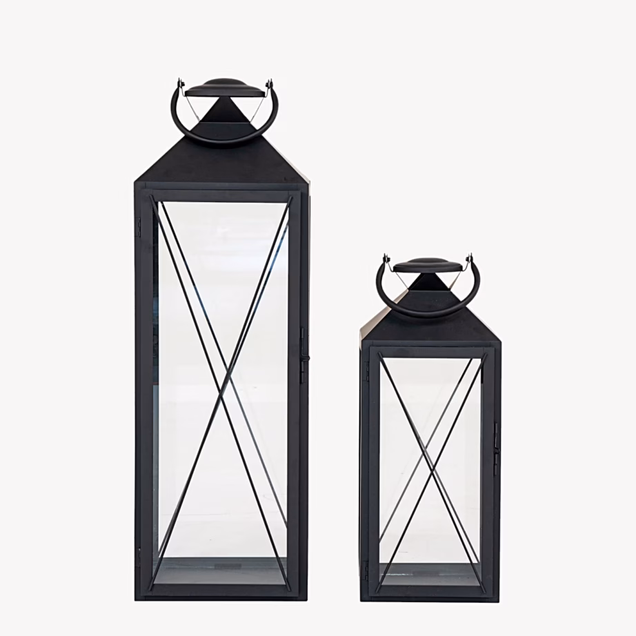 Mustad terasest ja klaasist aialaternad, komplekt 2 tk Casa – 8