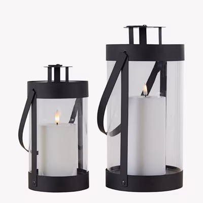 Mustad terasest ja klaasist laternad, komplekt 2 tk Bondi