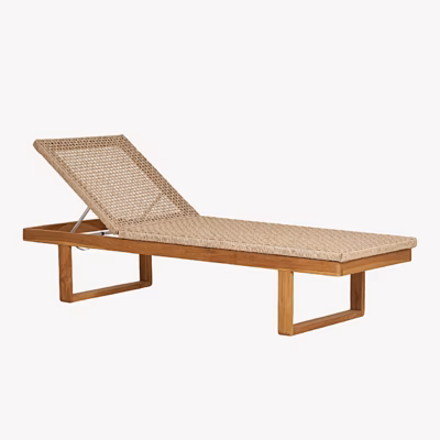 Päevitustool tiigipuidust ja PE-rotangist Derby, naturaalne