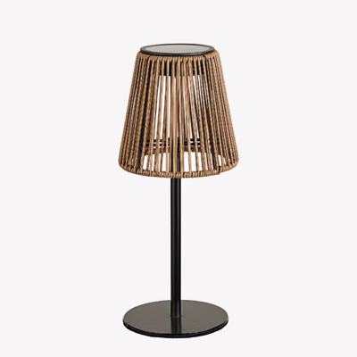 Päikesepaneeliga laetav pruun-must lamp Salford, polürotang/metall