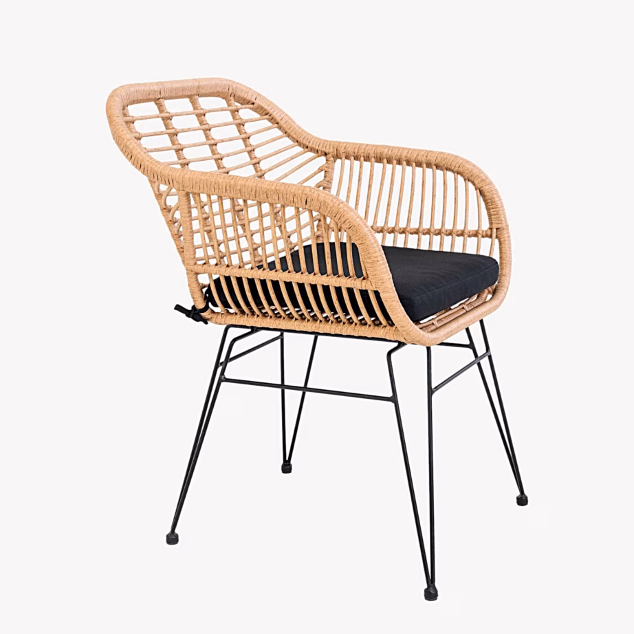 PE-rotangist aiatugitool istmepadjaga, naturaalne mustade metalljalgadega Trieste – 10