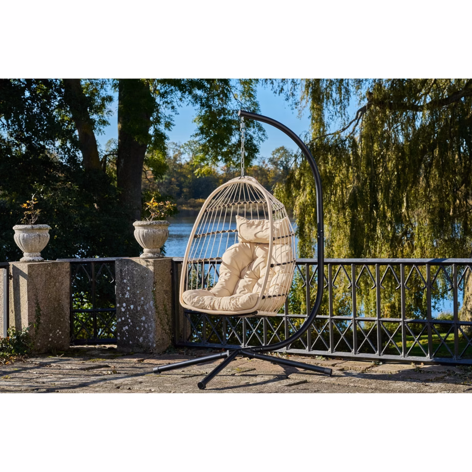 PE-rotangist ripptool terasraamiga Patras, patjadega, 195x117x107 cm – 4