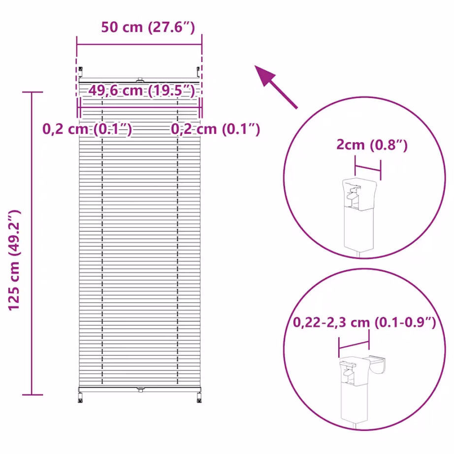 Plisseekardin klambrikinnitusega, valge, 50 x 125 cm – 10