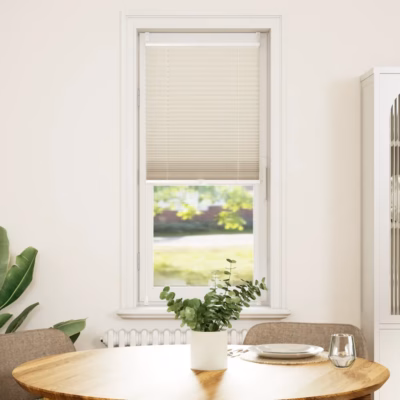 Klambritega plisseekardin aknale, kreemjas, 50 x 150 cm, polüester