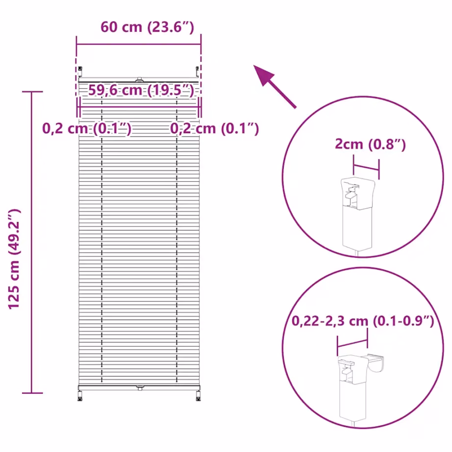 Kreemjas plisseekardin 60 x 125 cm, kreppkangas, klambritega – 10