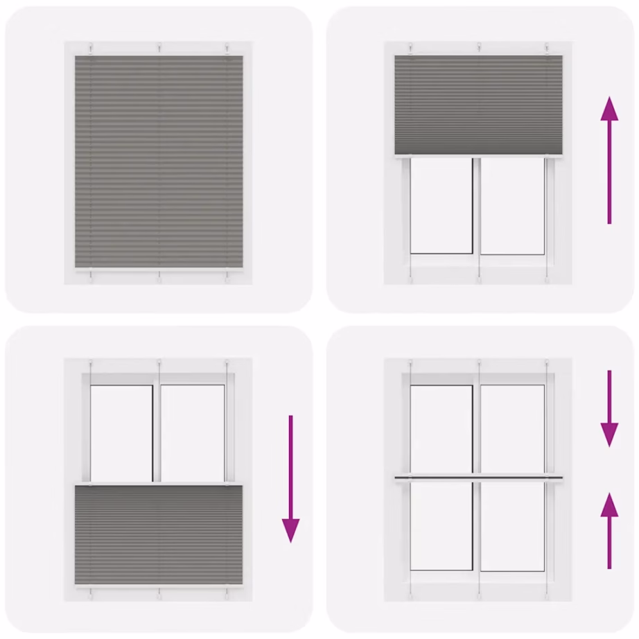 Plisseeritud ruloo aknale, antratsiithall, 105 x 150 cm, 100% polüester – 7