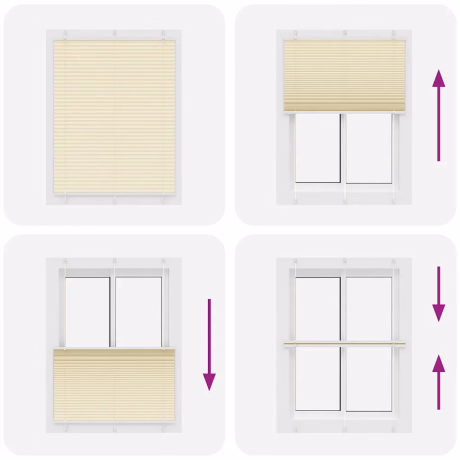 Plisseeritud ruloo privaatsuseks, kreemjasvalge, 110 x 100 cm, 100% polüester – 5