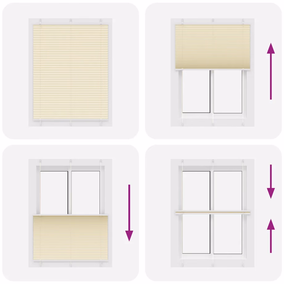 Plisseeritud ruloo, kreemjasvalge, 110 x 150 cm, polüester – 5