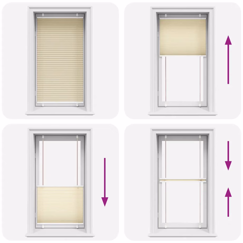 Plisseeritud ruloo privaatsuse ja päikesekaitsega, kreemjasvalge, 70 x 100 cm, 100% polüester – 5