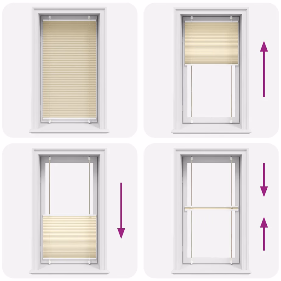 Plisseeritud ruloo privaatsuse ja päikesekaitse jaoks, kreemjasvalge, 75 x 100 cm, 100% polüester – 5