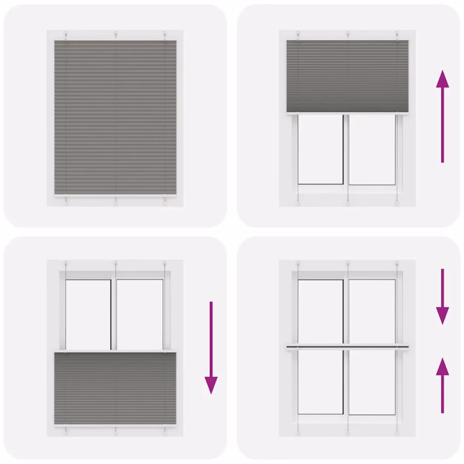 Plisseeritud ruloo privaatsuse ja päikesekaitseks, antratsiithall, 110 x 100 cm, 100% polüester – 7