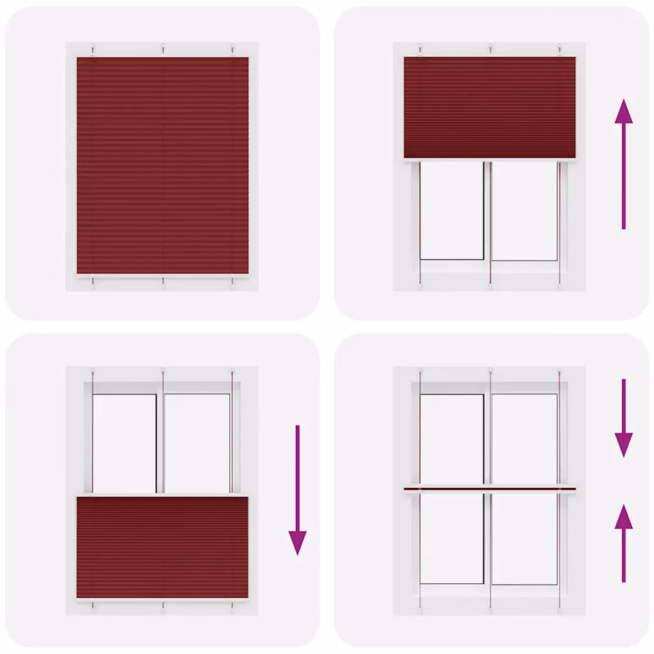 Plisseeritud ruloo, bordoopunane, 110 x 150 cm, kruvi- või klambrikinnitusega – 5
