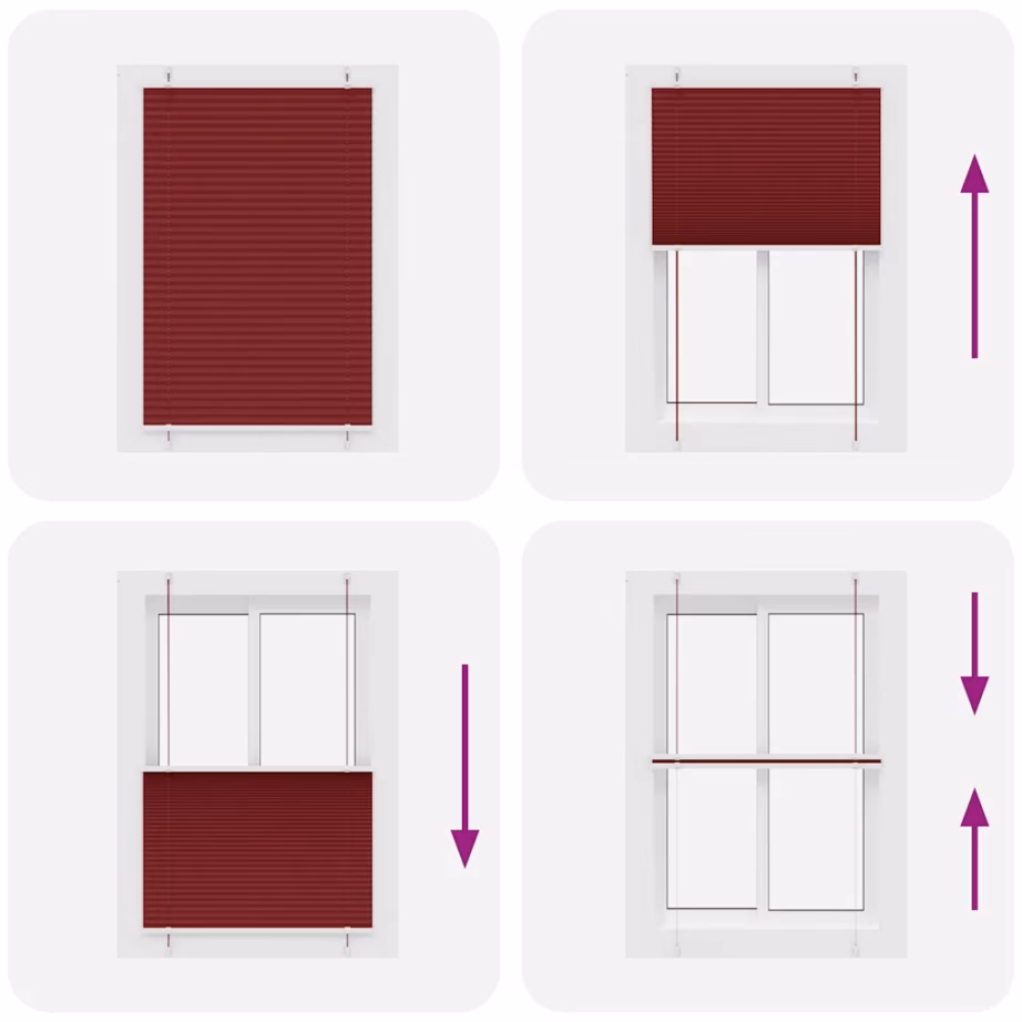 Plisseeritud ruloo bordoopunane, 85 x 150 cm, kahe paigaldusviisiga – 5