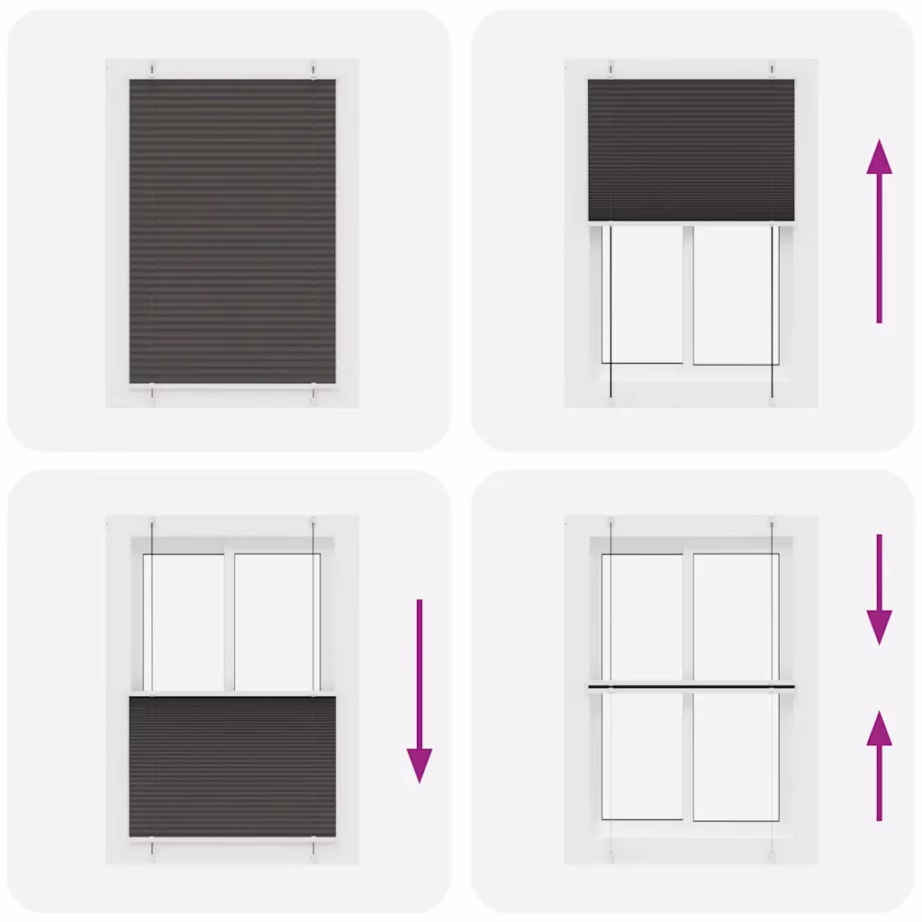 Must plisseeritud ruloo aknale, 85 x 150 cm, 100% polüester, kruvi- või klambrikinnitusega – 7