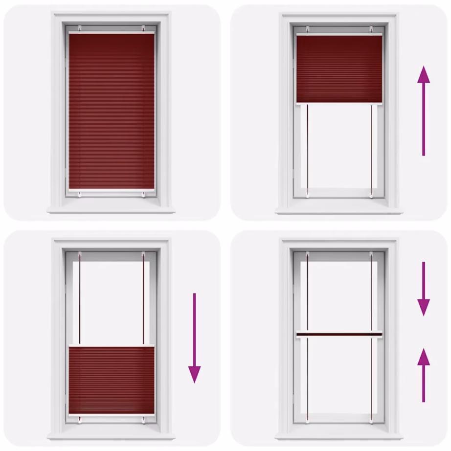 Plisseeritud ruloo privaatsuseks, bordoopunane, 75 x 150 cm, 100% polüester – 5