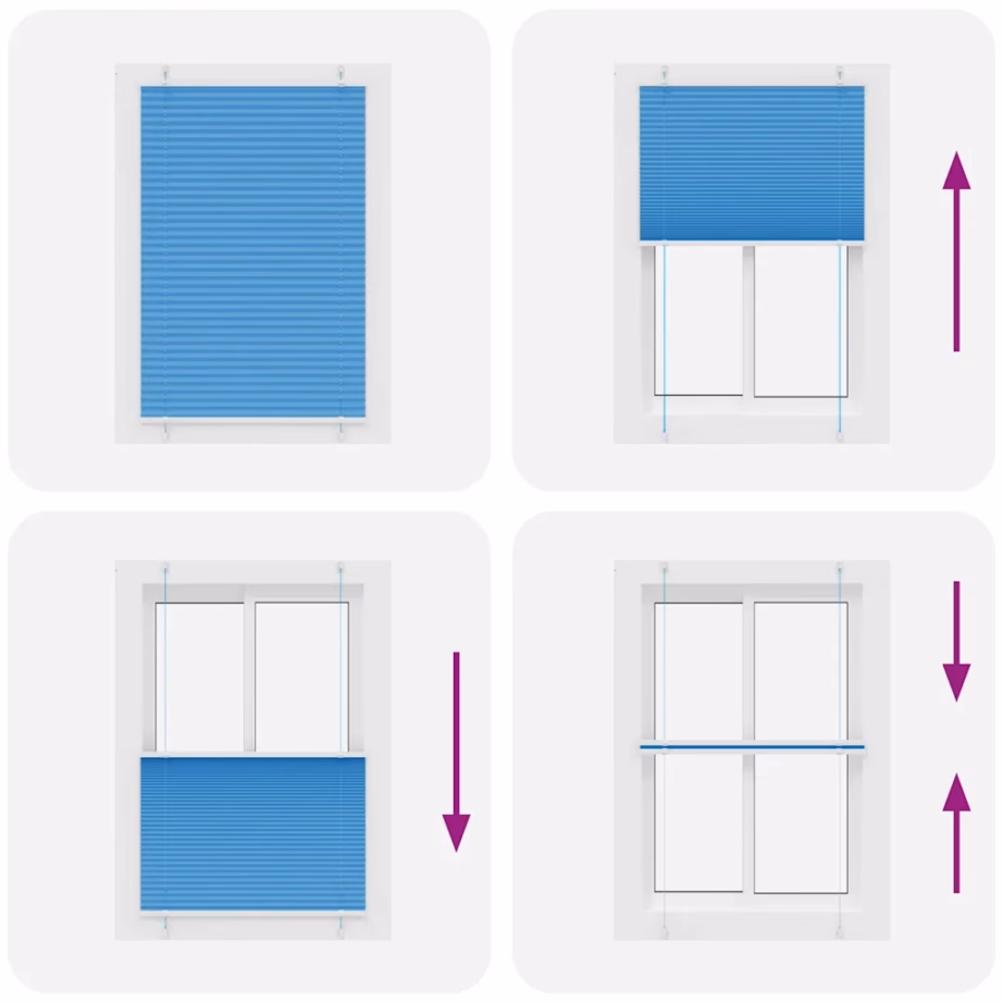 Plisseeritud ruloo sinine 100 x 150 cm, 100% polüester, kinnitus kruvidega või klambritega – 5