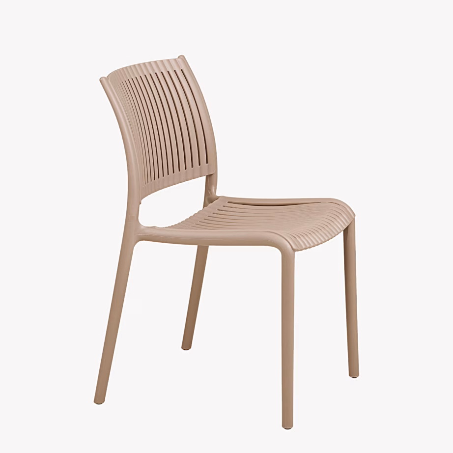 Polüpropüleenist söögitool Manzano, virnastatav, taupe toonis – 5