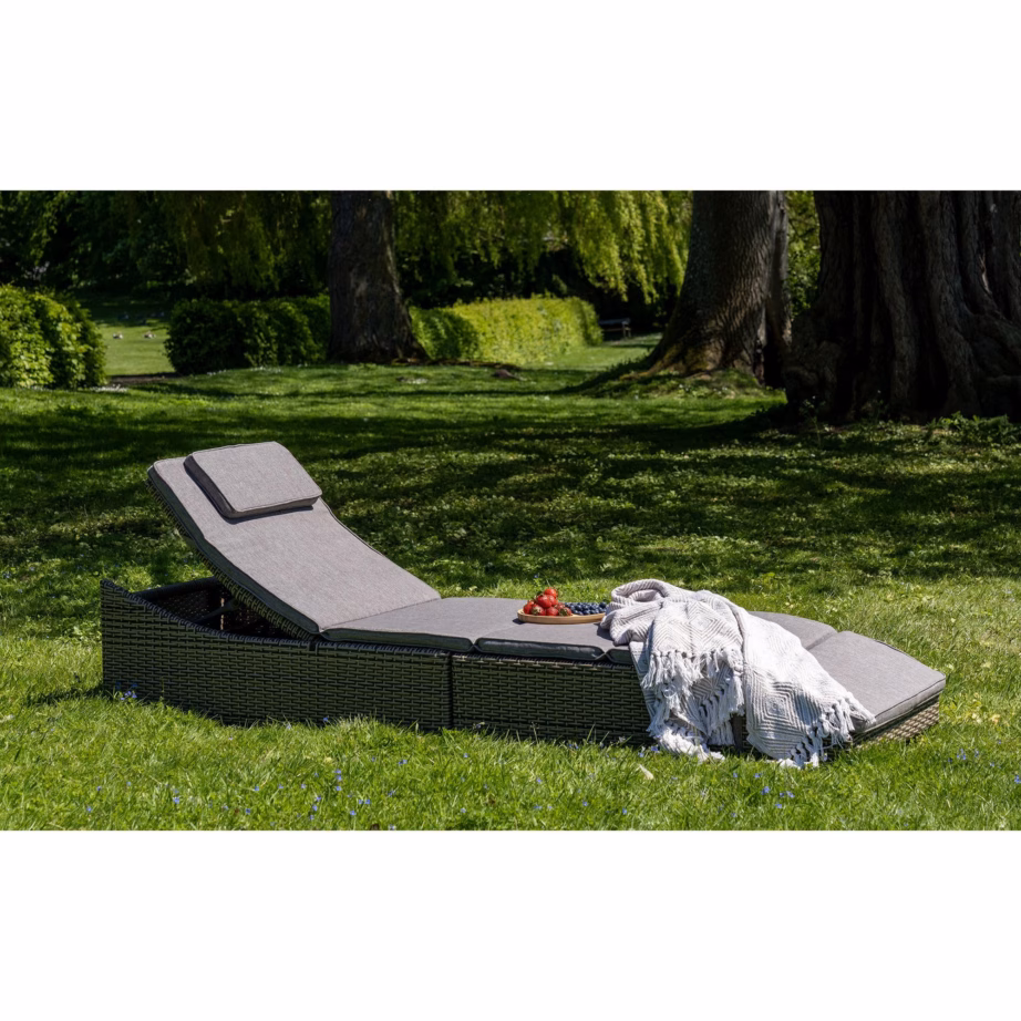 Polürotangist päevitustool Split patjaga, naturaalne, 200×60 cm – 2