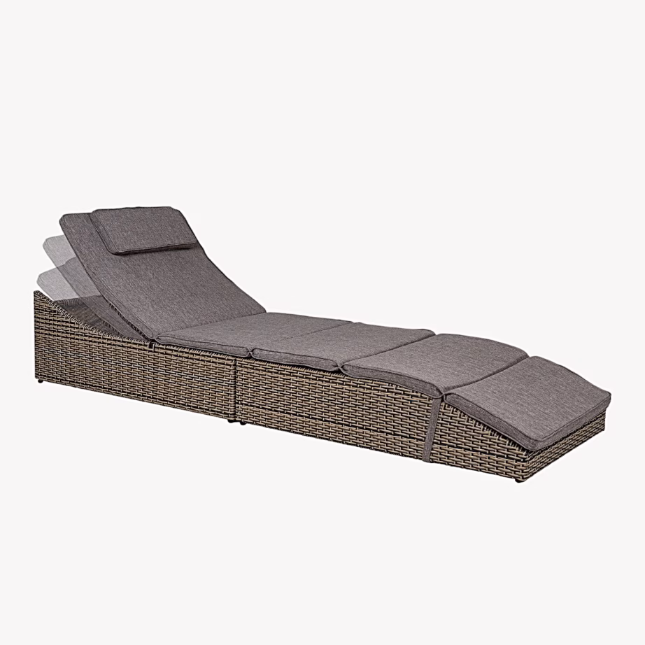 Polürotangist päevitustool Split patjaga, naturaalne, 200×60 cm – 4