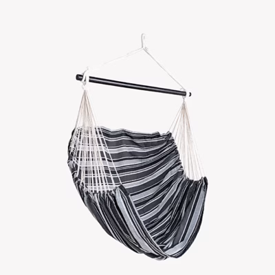 Puuvillasegukangast ripptool lehisepuidust raamiga Lamia, must/hall/valge