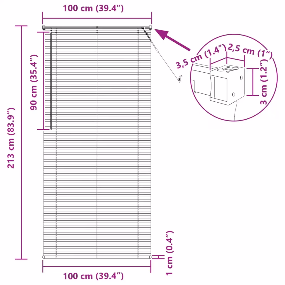 Veneetsia ribakardin, reguleeritav PVC, tumepruun mustriga, 213 x 100 cm – 10