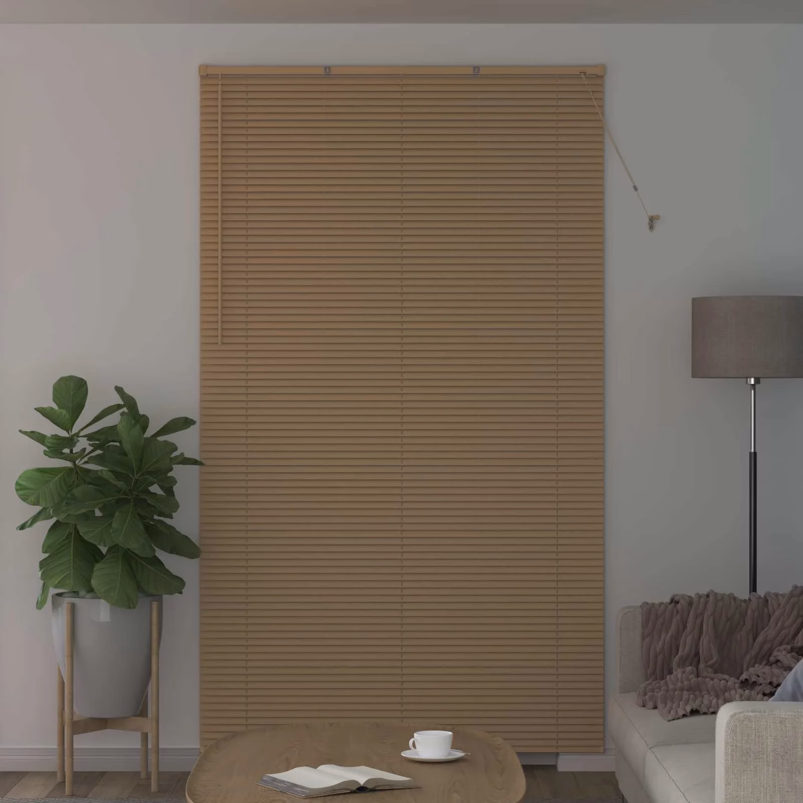 PVC Veneetsia ruloo, reguleeritav, helepruun mustriga, 213 x 160 cm