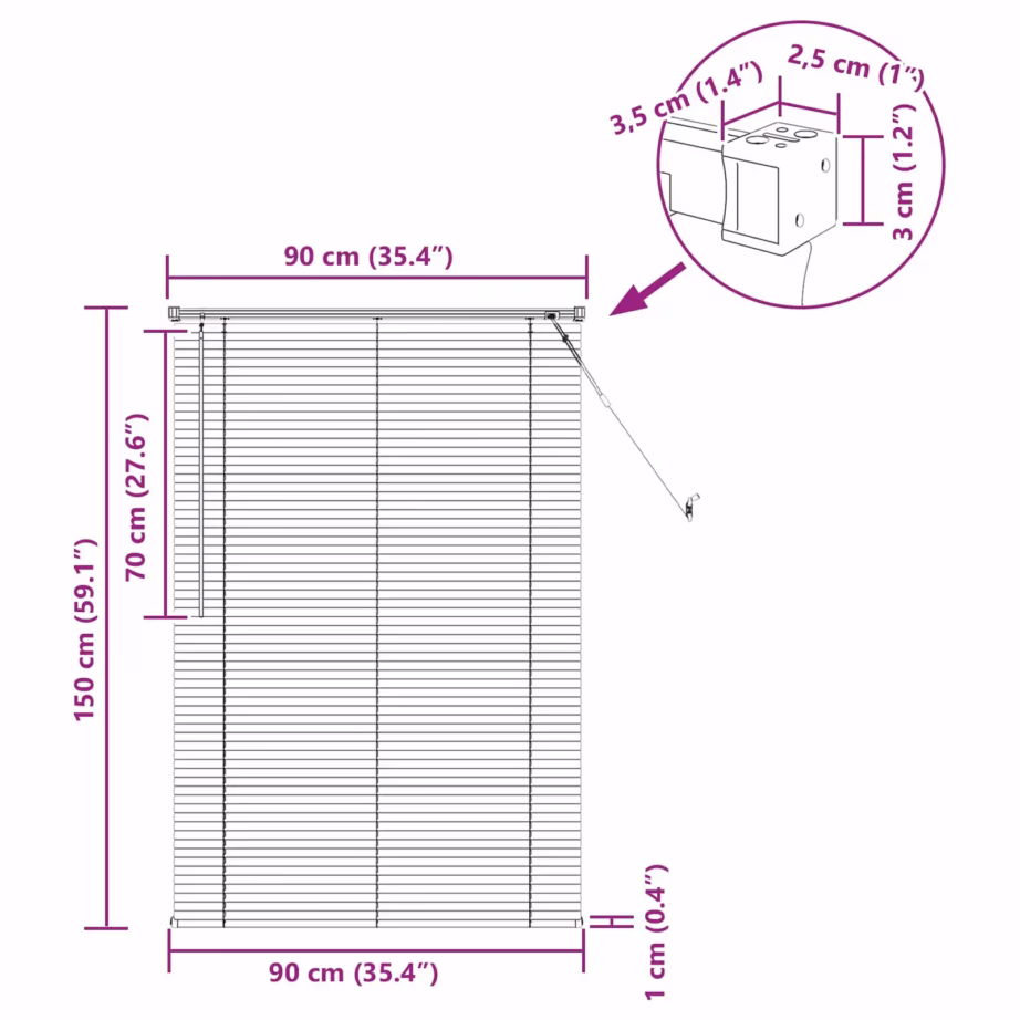 Reguleeritav must PVC Veneetsia ruloo, 150 x 90 cm – 10
