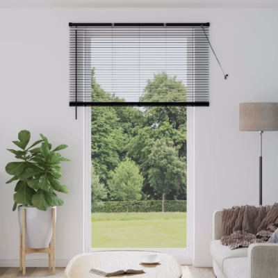 Reguleeritav PVC Veneetsia ruloo, must, 213 x 130 cm