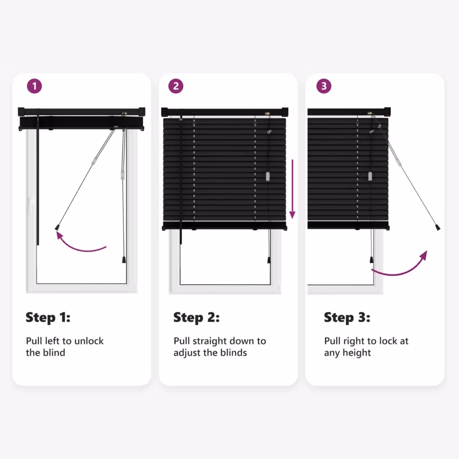 Reguleeritav PVC Veneetsia ruloo, must, 213 x 130 cm – 12