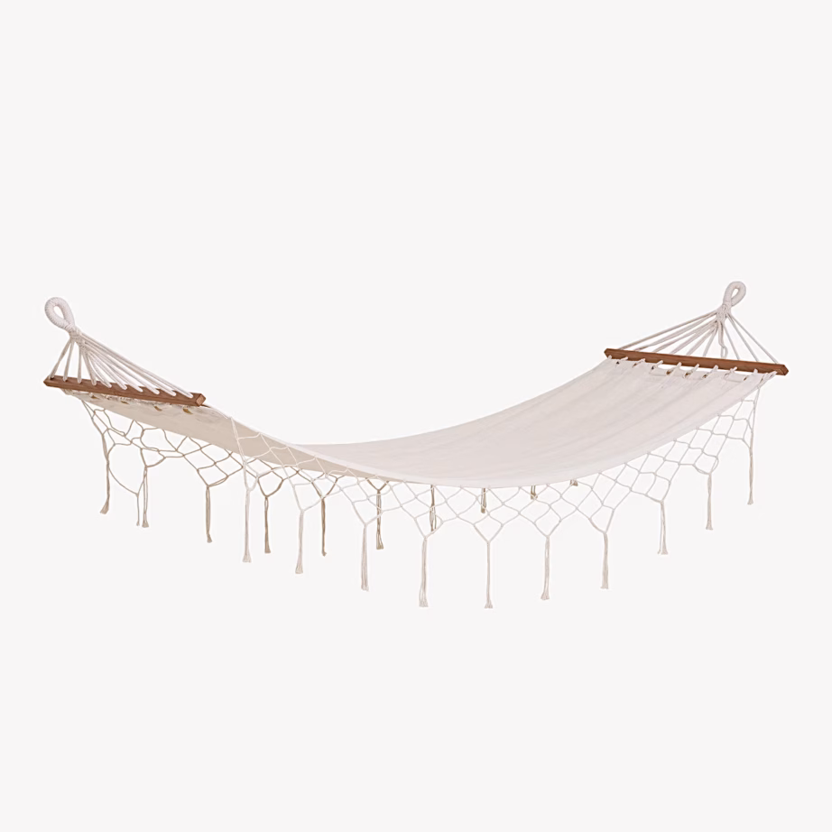 Riidest võrkkiik Edessa, puuvill/polüester, hele toon – 3