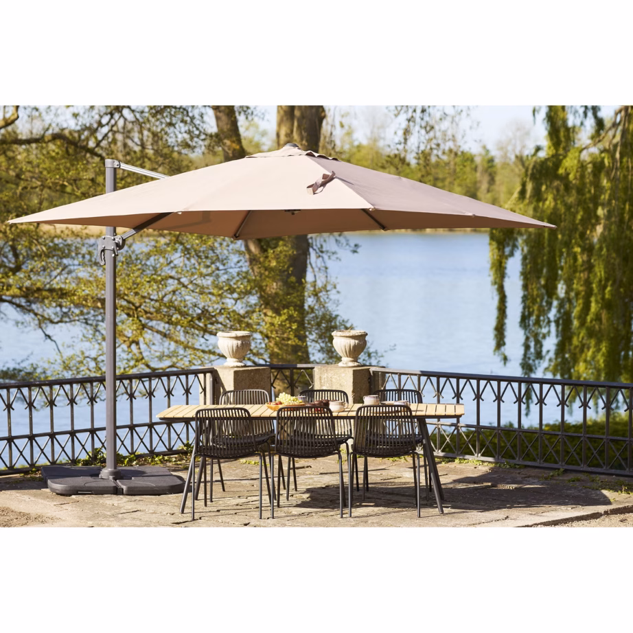 Rippuv päikesevari alumiiniumvarrega ja jalusega 295×295 cm – 2