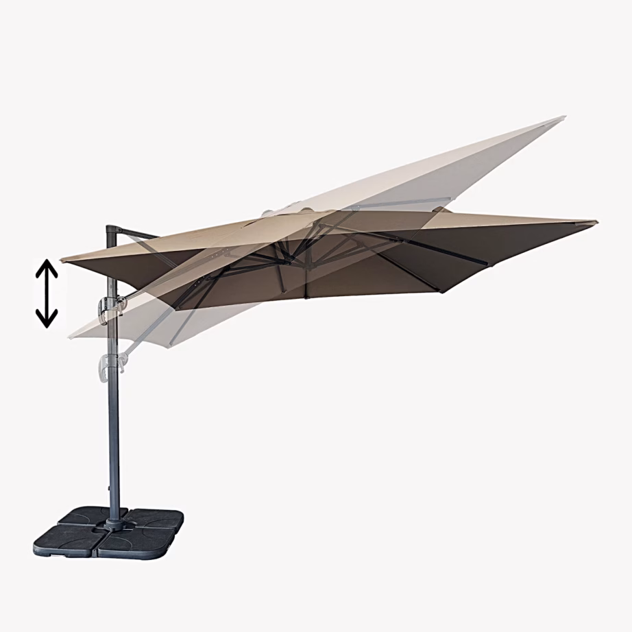 Rippuv päikesevari alumiiniumvarrega ja jalusega 295×295 cm – 3