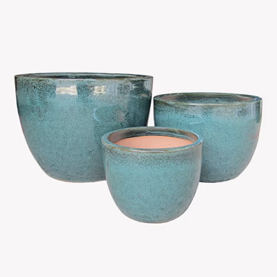 Roheline glasuuritud keraamiliste lillepottide komplekt Burnley, 3 tk