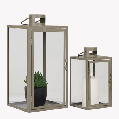 Roheline metallist ja klaasist aialaternate komplekt Corfu, 2 tk