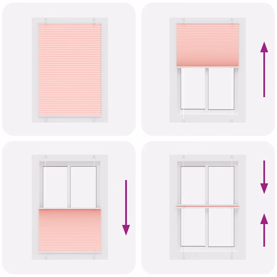 Plisseeritud ruloo privaatsuseks ja päikesekaitseks, roosa, 90 x 150 cm, kanga laius 89,4 cm – 7