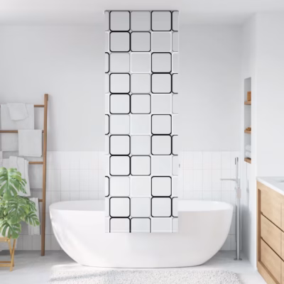 Rullitav dušikardin ruudumustriga, PEVA, 70 x 240 cm, kanga laius 66 cm