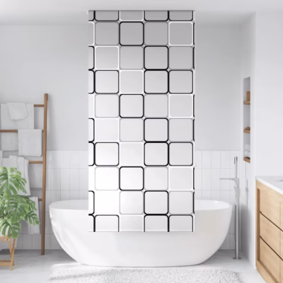 Ruudulise mustriga veekindel duširuloo, PEVA, 90 x 240 cm