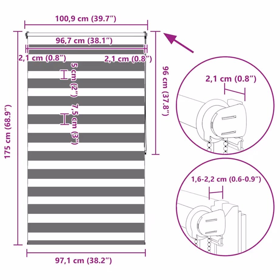 Kohvivärvi sebra ruloo 100 x 175 cm, 100% polüester – 13