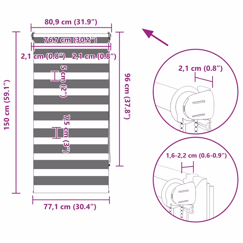 Sebrarullkardin 80 x 150 cm, kohvipruun, 100% polüester – 13