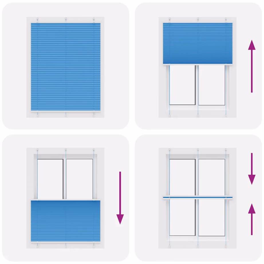 Plisseeritud ruloo aknale, sinine, 105 x 150 cm, kahe paigaldusviisiga – 7